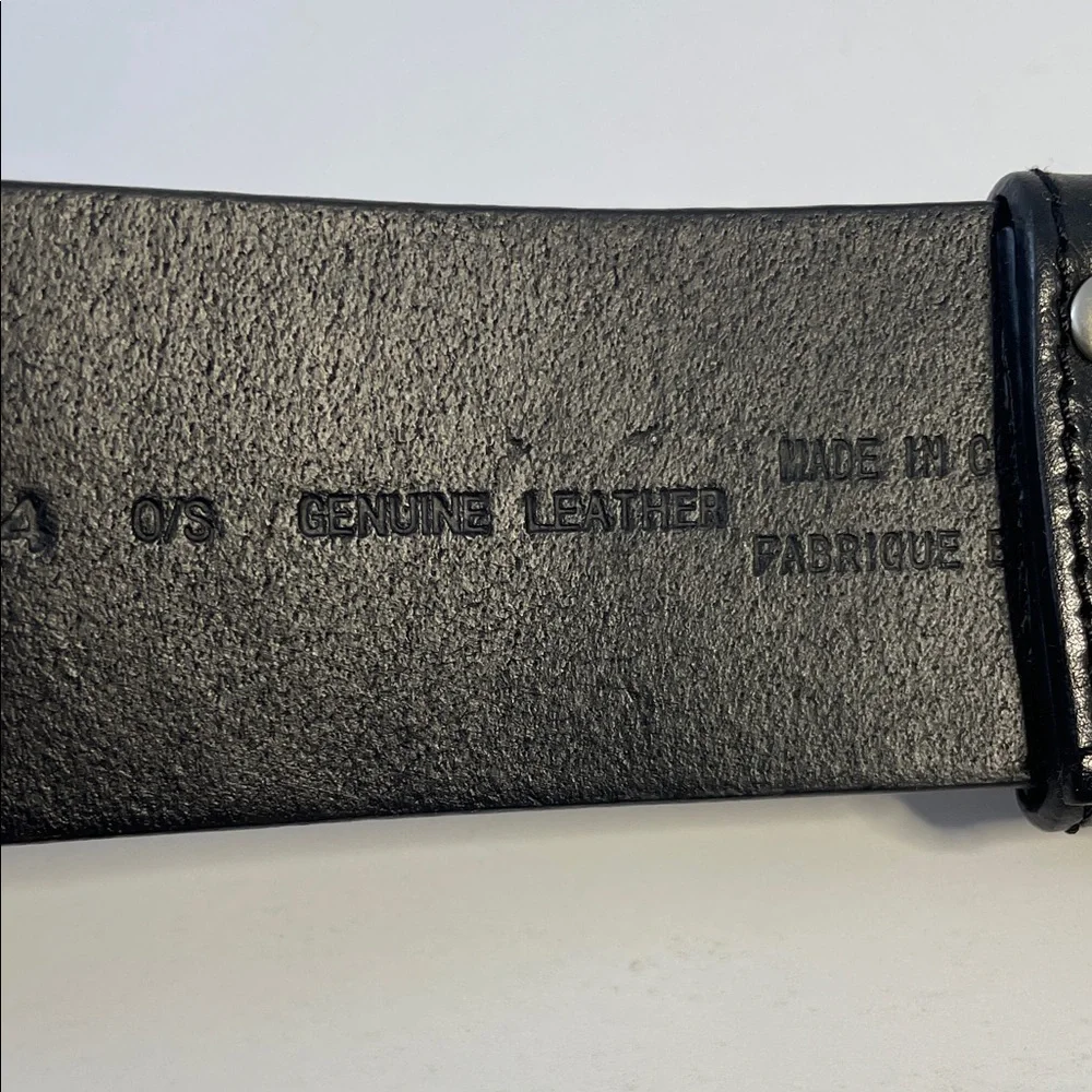 Vintage LE CHATEAU Y2K Black Leather Belt w Silver Eyelets & Crystal Front Clasp - Picture 3 of 10